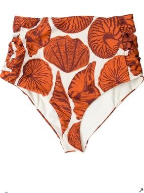 (NEW) Johanna Ortiz Oceania Shell High Rise Ruche Side Bikini Bottoms Small
